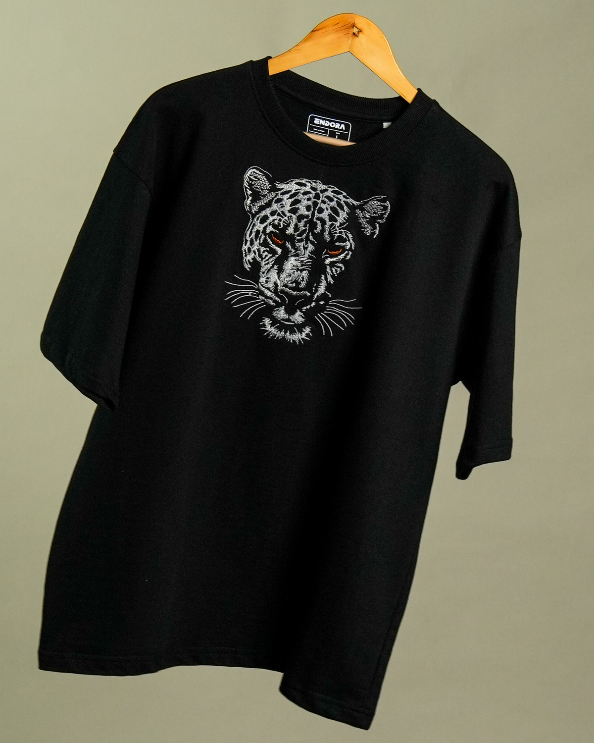 Black Panther Embroidered Oversized Tee