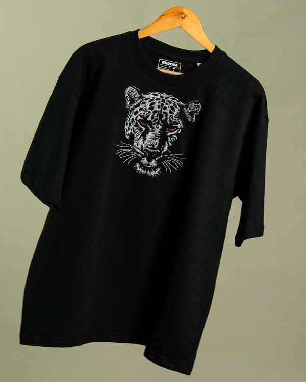 Black Panther Embroidered Oversized Tee