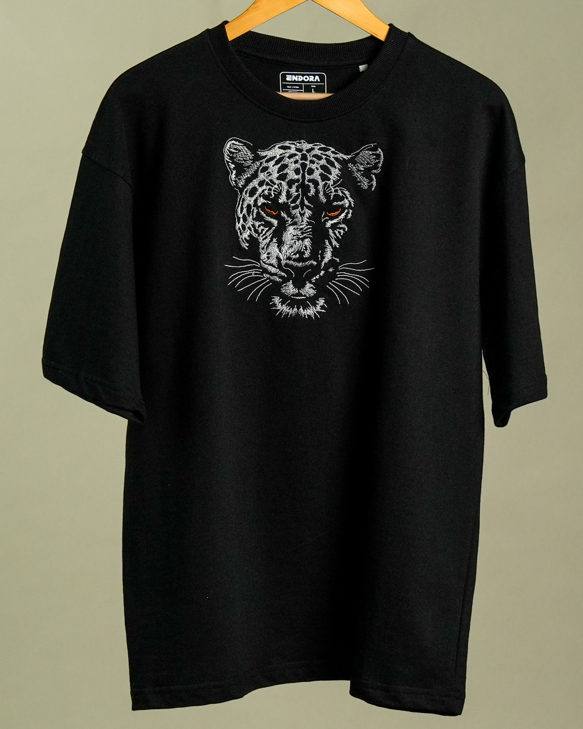 Black Panther Embroidered Oversized Tee