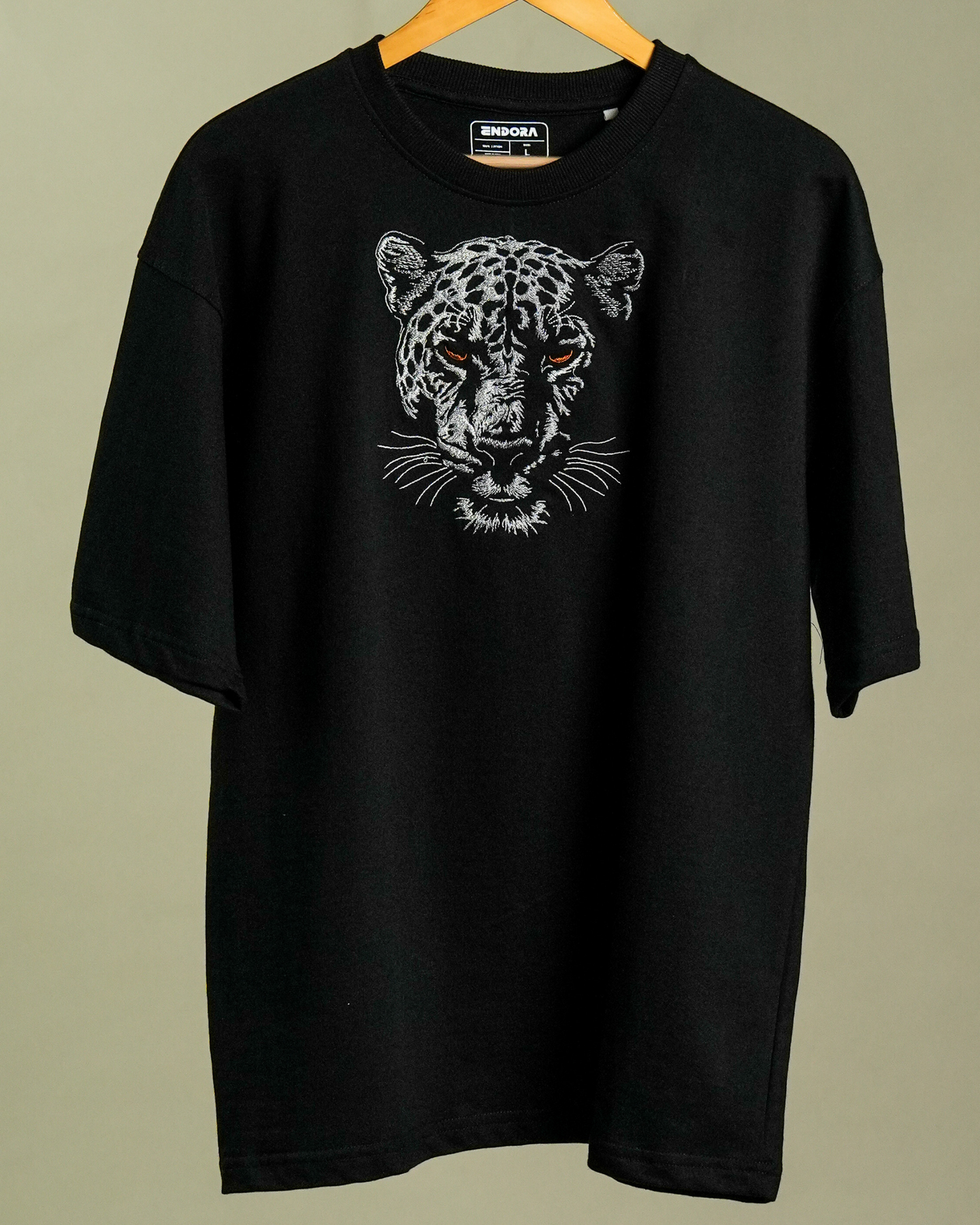 Black Panther Embroidered Oversized Tee