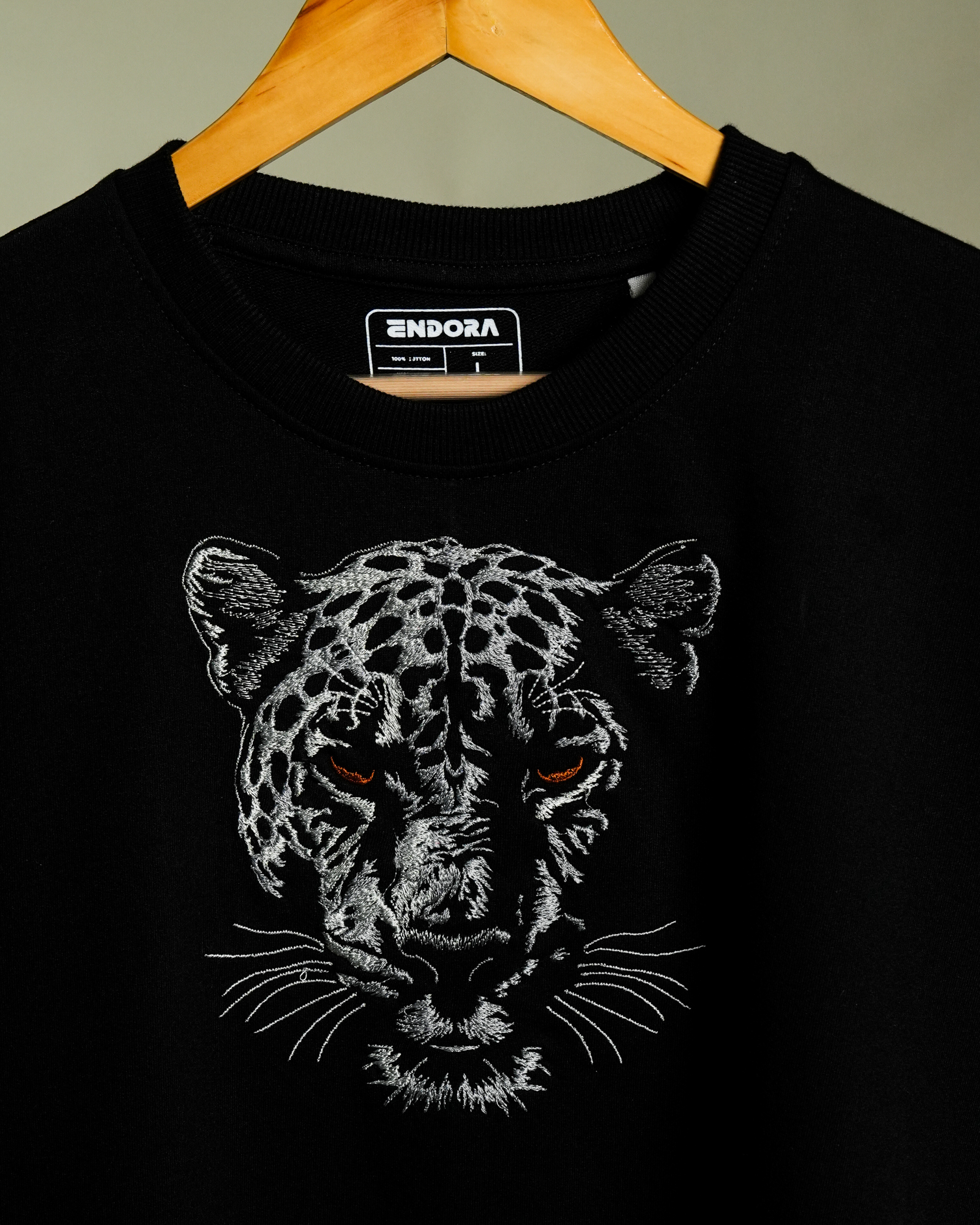 Black Panther Embroidered Oversized Tee