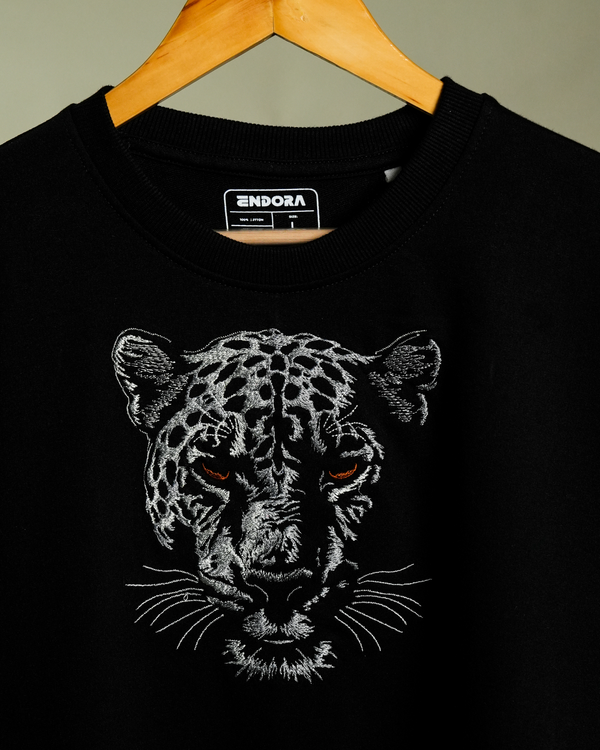 Black Panther Embroidered Oversized Tee