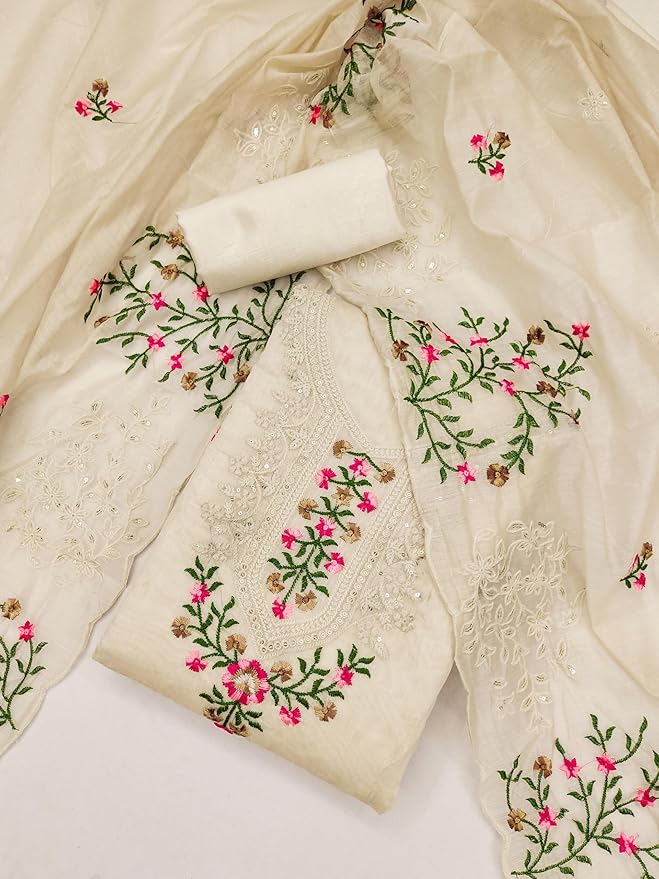 Premium Heavy Cotton Embroidered Suit with Chanderi Dupatta ✨