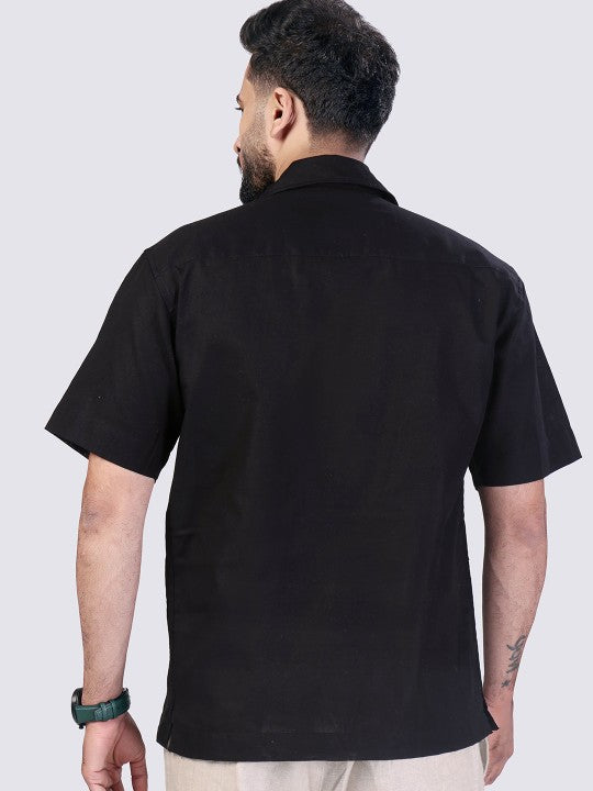 Cultura Studio Men's Comfort Fit Embroidered Black Casual Shirt