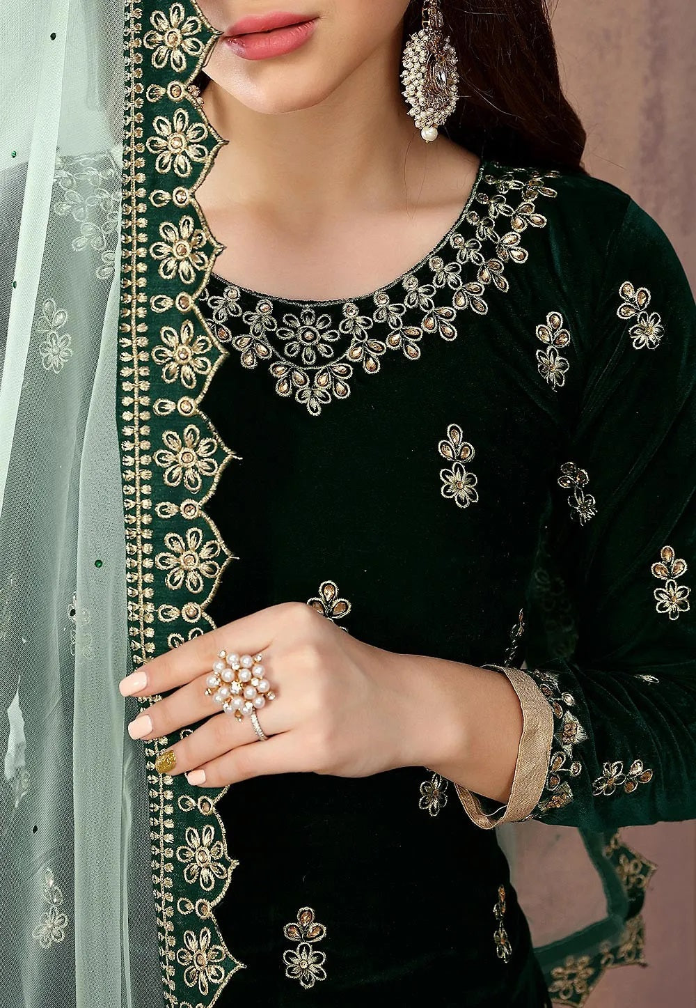 Velvet Kurti with Golden Embroidery with Rich Colors & Designs.