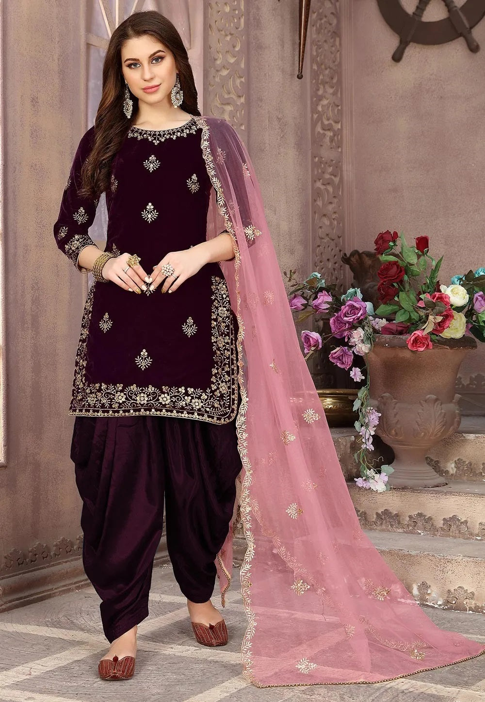 Velvet Kurti with Golden Embroidery with Rich Colors & Designs.