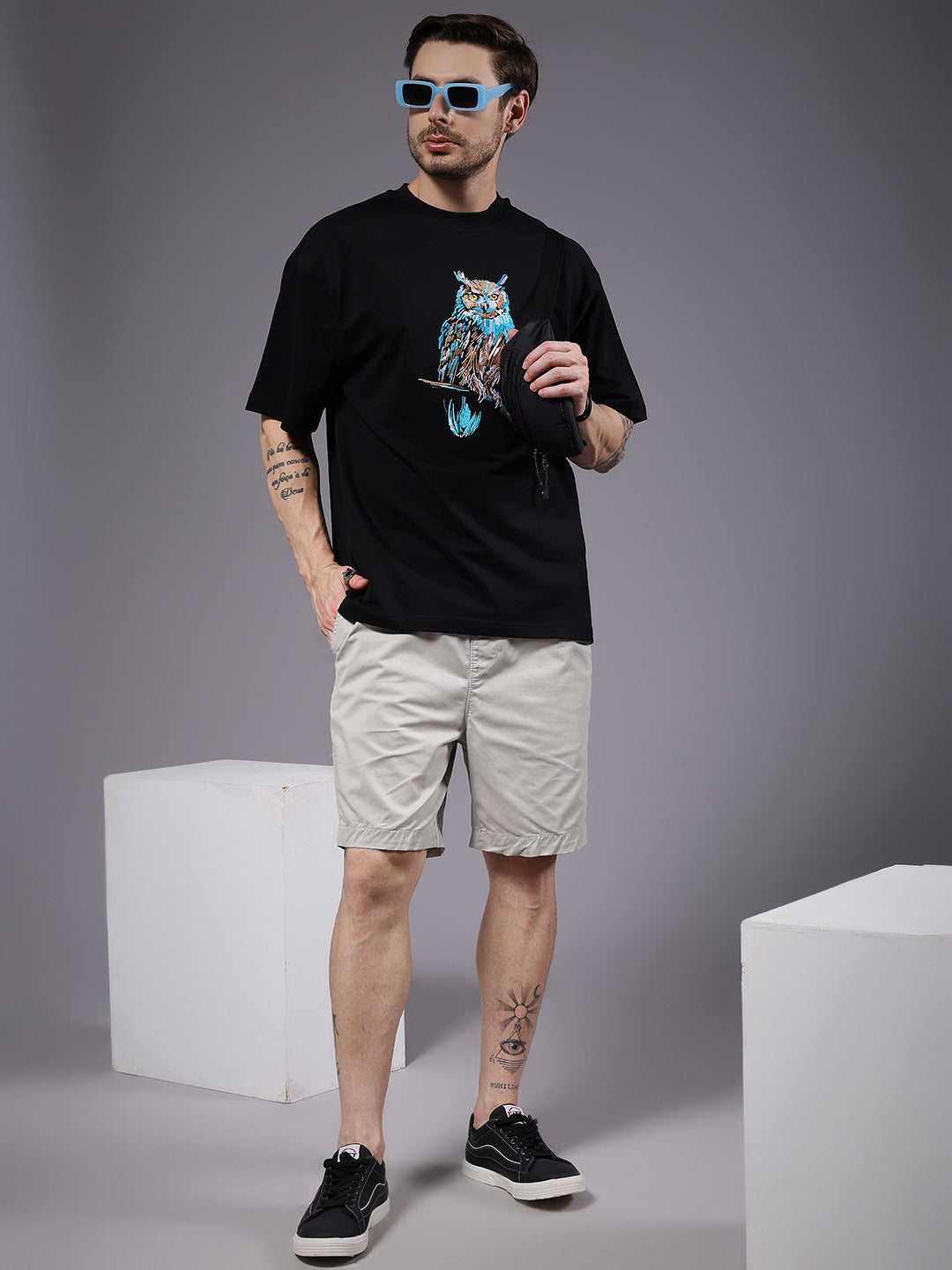 Owl Embroidered Premium Oversized Tee Crafted for Street Legends.