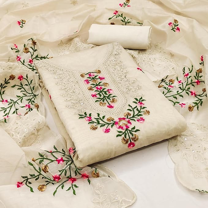 Premium Heavy Cotton Embroidered Suit with Chanderi Dupatta ✨