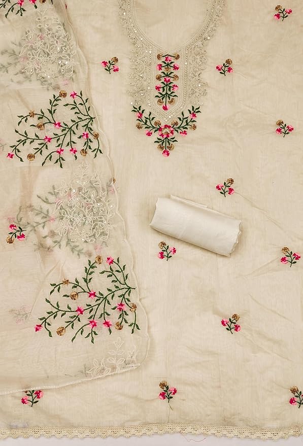 Premium Heavy Cotton Embroidered Suit with Chanderi Dupatta ✨